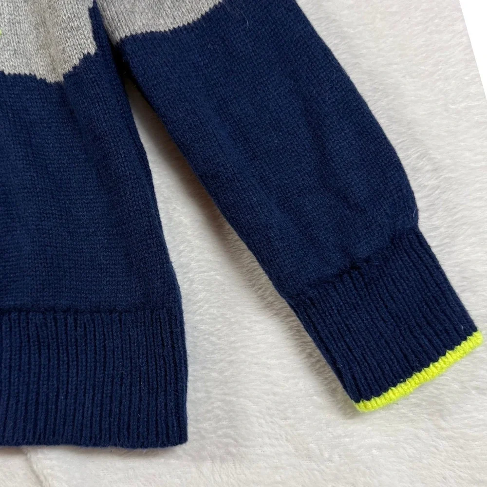 Gap S 6/7 Gray Navy Pine Tree Sweater Landscape Sherpa Fleece Winter Fall Comfy